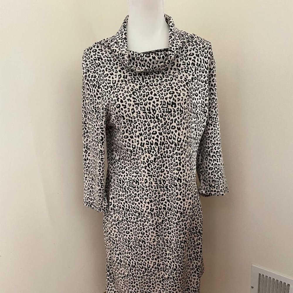 Leopard Cowl Neck Dress (medium)  - Made in Italy